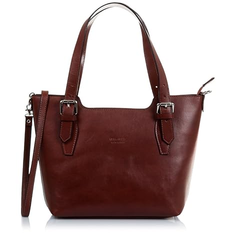 FIRENZE ARTEGIANI Ledertasche Henkeltaschen MADE IN ITALY. AUTHENTISCHE ITALIENISCHE HAUT 37x25x10 cm. Farbe: Braun