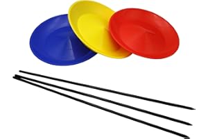 PEHHAH Juggling Spinning Plates Set of 3 with Sticks for Game Toys and Circus Skills