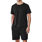 Ekouaer Mens Pajamas Set Cotton Short Sleeve Sleepwear 2 Piece Pj Sets for Men Soft Nightwear with Pockets S-XXL