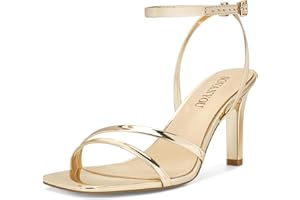 SOVANYOU Heeled Sandals for Women Dressy Square Open Toe Strappy High Heels with Ankle Strap for Wedding Party Daily Wear