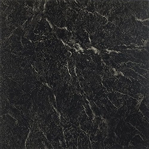 Solid Marble Black & Gray Marble Vinyl Floor Tiles Self Stick Peek Flooring 12'' x 12'' 1-Pack (20 Pieces)