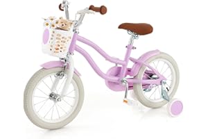 COSTWAY Kids Bike, 12 14 16 18 Inch Toddler Bike Children Bicycle w/Training Wheels, Hand & Coaster Brakes, Adjustable Saddle