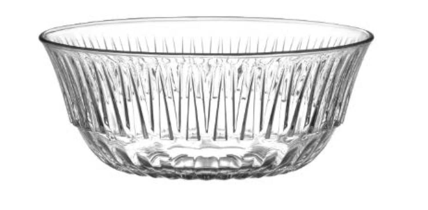 LAV Glass Serving Ridged Desert Dish Decorative Tableware Trifle Bowl, Transparent, 2200Cc