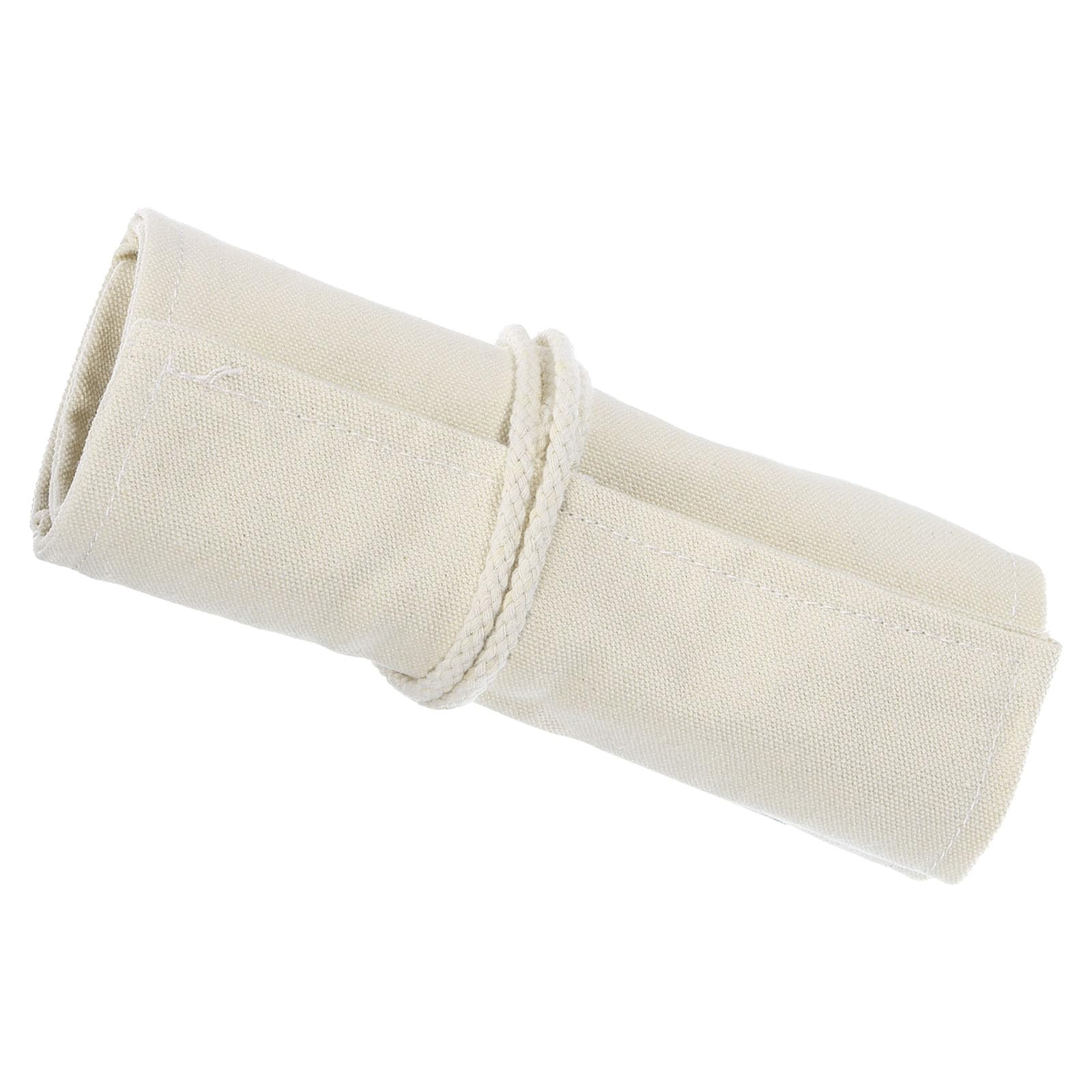 PATIKIL Handmade 24 Slots Roll Up Pencil Case, Canvas Pencil Wrap Pouch Pen Holder Organizer for Artist Drawing Coloring Sketching, White