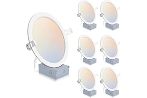 POWERASIA 6 Pack Recessed Lighting 8 Inch with Junction Box, 5CCT 8 Inch LED Recessed Lights Dimmable 2700K/3000K/4000K/5000K/6000K, 18W 1400lm Ultra Thin Recessed Lighting - ETL and Energy Star Certified