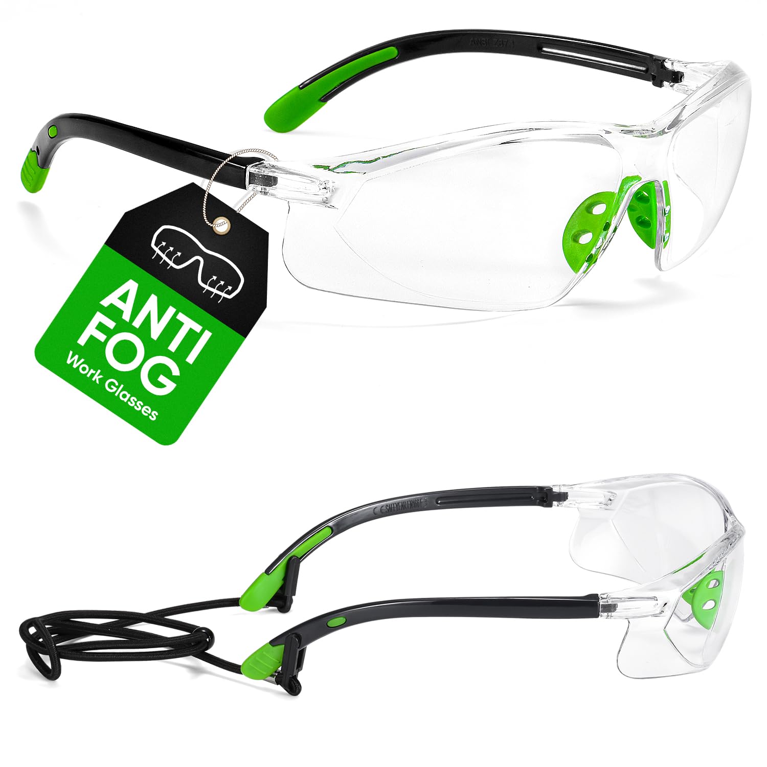 SAFEYEAR Anti Scratch Safety Glasses [EN166 Certified]- SG003 Anti Fog UV Protection Safety Goggles For Mens & Women, Anti Steam Z87 Protective Glasses for DIY Work, Grinding