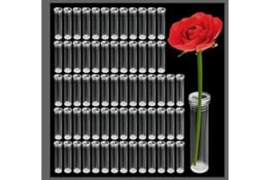 SBYURE 100 Pack Flower Water Tubes Floral Vials Tubes for Flowers,2-7/8 Inches,Transparent