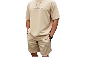 RoseSeek Men's 2 Piece Summer Outfits Ombre Short Sleeve T Shirts Tops Drawstring Waist Track Shorts Set