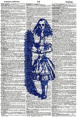 Royal Blue 'Tall Alice' ART PRINT - ALICE IN WONDERLAND ART PRINT - Vintage Dictionary Art Print - BOOK ART PRINT - NURSERY ART PRINT - Illustration - Picture - Wall Hanging - Nursery Art Print 592D