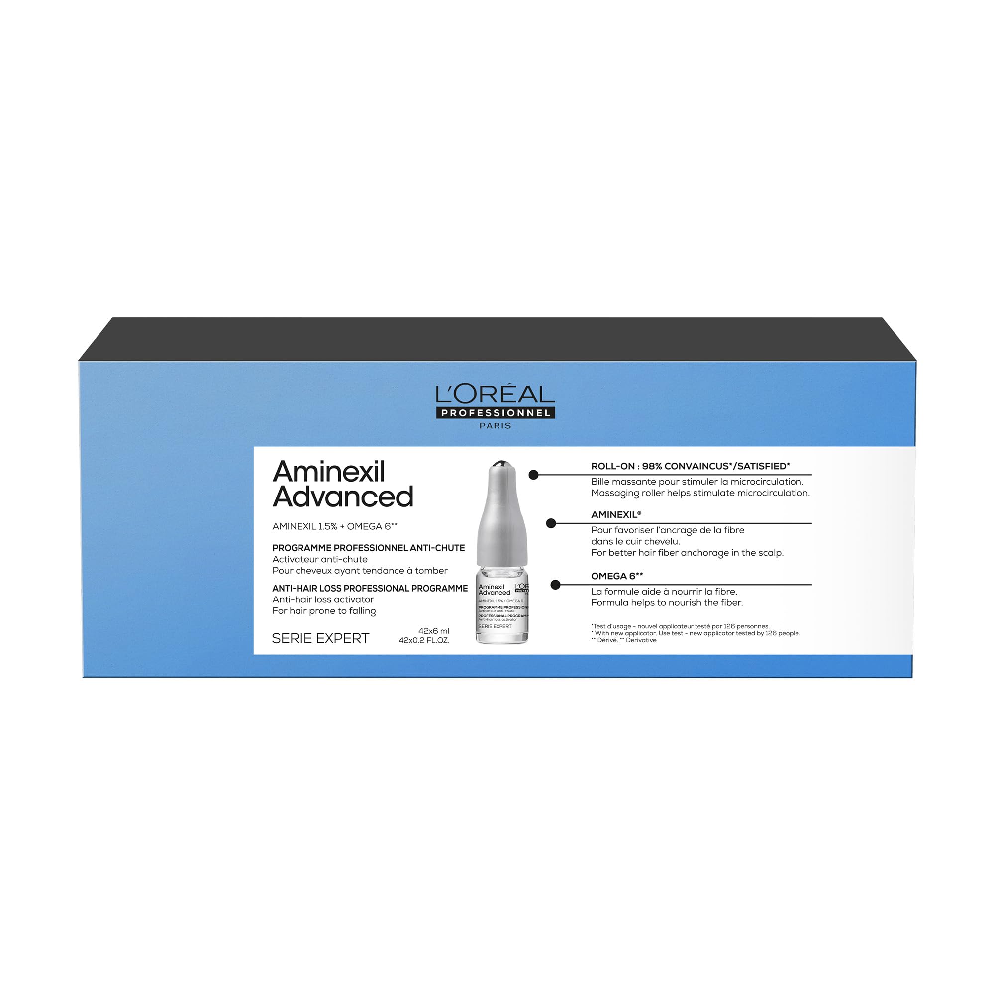 L'Oréal Professionnel Aminexil Advanced Anti-Hair Loss Activator Treatment for Fuller Hair, 42 x 6 ml