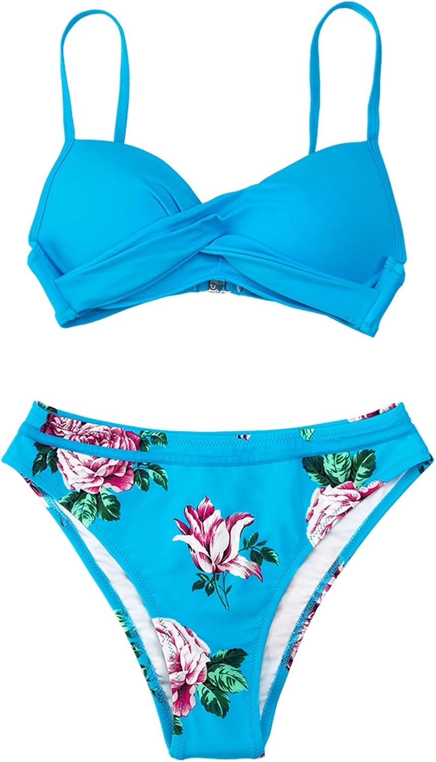 Push Up Floral Wrap Bikini Sets Women Sexy Thong Two Pieces Swimsuits