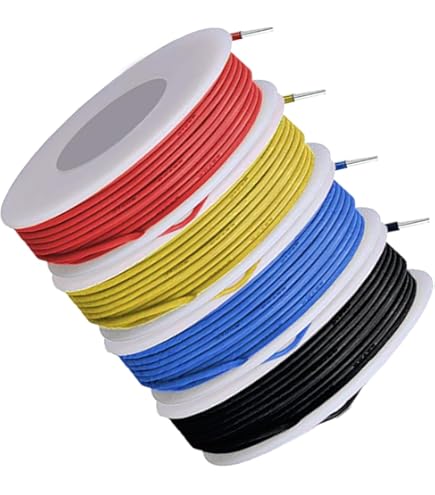 PATIKIL 22AWG Solid Electric Wire - 49Ft Yellow Tinned Copper Hook Up Wire UL1007