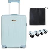 Aklsvion 18-inch Carry-on Boarding Luggage: Equipped with Movable Wheels, TSA Approved,Under the Seat, Hard Shell Construction, Lightweight Bag with Essential Accessories (Baby Blue)