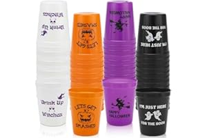 Ainibar Halloween Plastic Party Cups - Set of 20 Orange,White,Black and Purple 16oz Stadium Cups,Perfect for Halloween Party, Trick or Treat Supplies