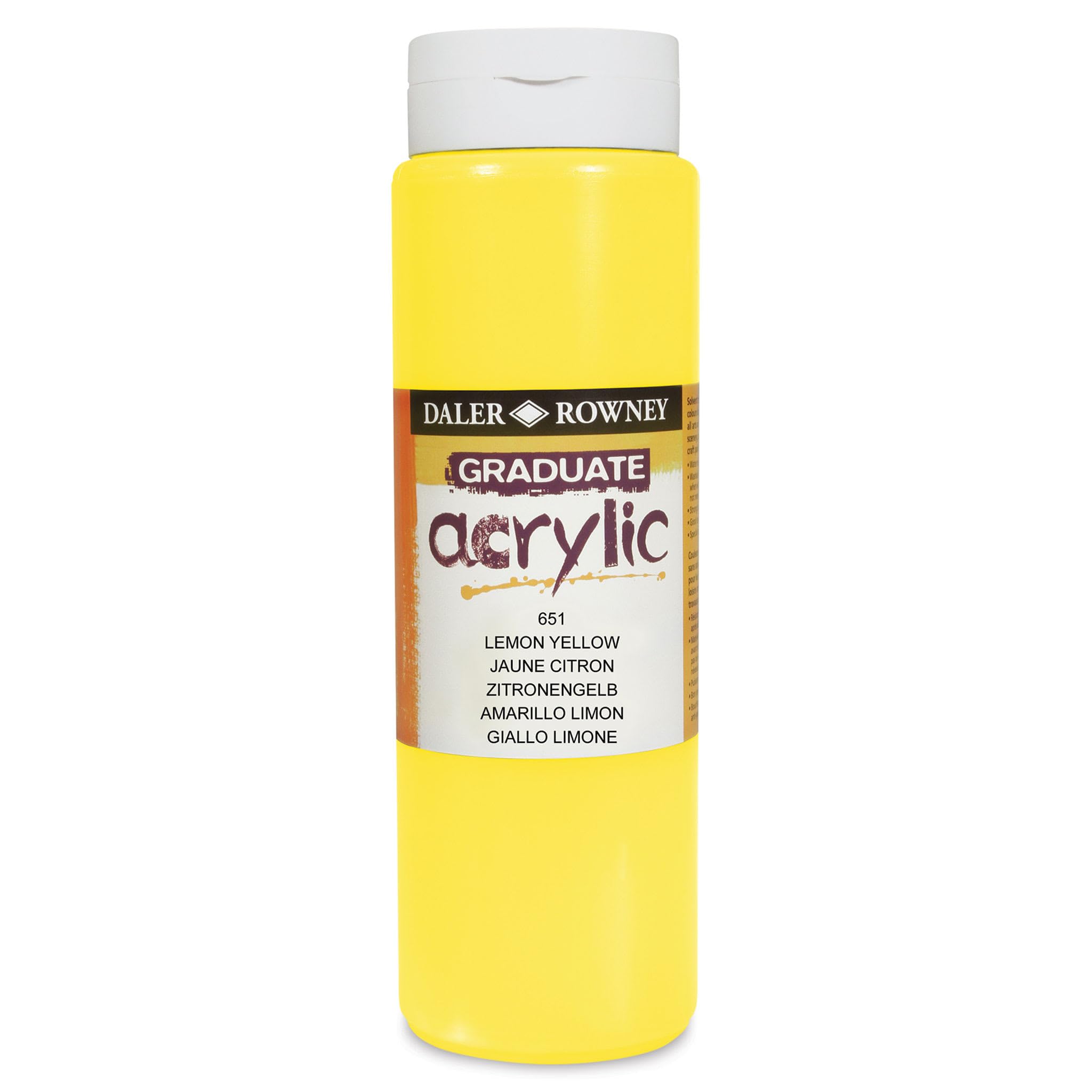 Daler-Rowney Graduate Acrylic Paint, Plastic Bottle, 16.91oz - 500 ml, Lemon Yellow