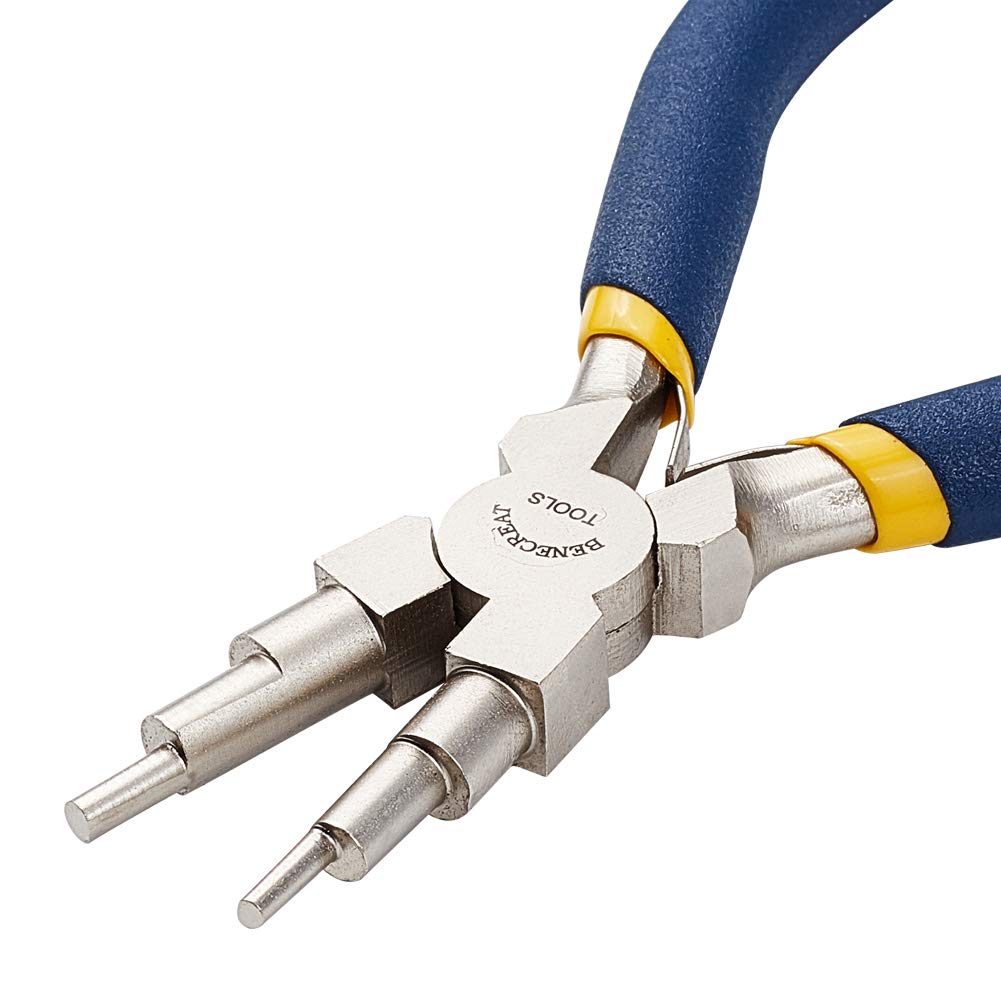 BENECREAT 6 in 1 Bail Making Pliers Wire Looping Forming Pliers with Non-Slip Comfort Grip Handle for 3mm to 9.5mm Loops and Jump Rings