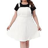 Agnes Orinda Denim Overall Dress for Women Plus Size Adjustable Strap Sleeveless Pinafore Jean Romper Dresses with Pockets