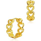 Huggie Earrings for Women Gold Beaded Hoop U-shape 18K Gold Filled Small Simple Delicate Hypoallergenic Ear Jewelry