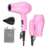 Foldable Travel Hair Dreyr Mini:Dual Voltage Small Lightweight Blow Dryer for International Travel,1200w Compact Pink Hairdryer with Concentrator and Travel Bag(Hot Pink)