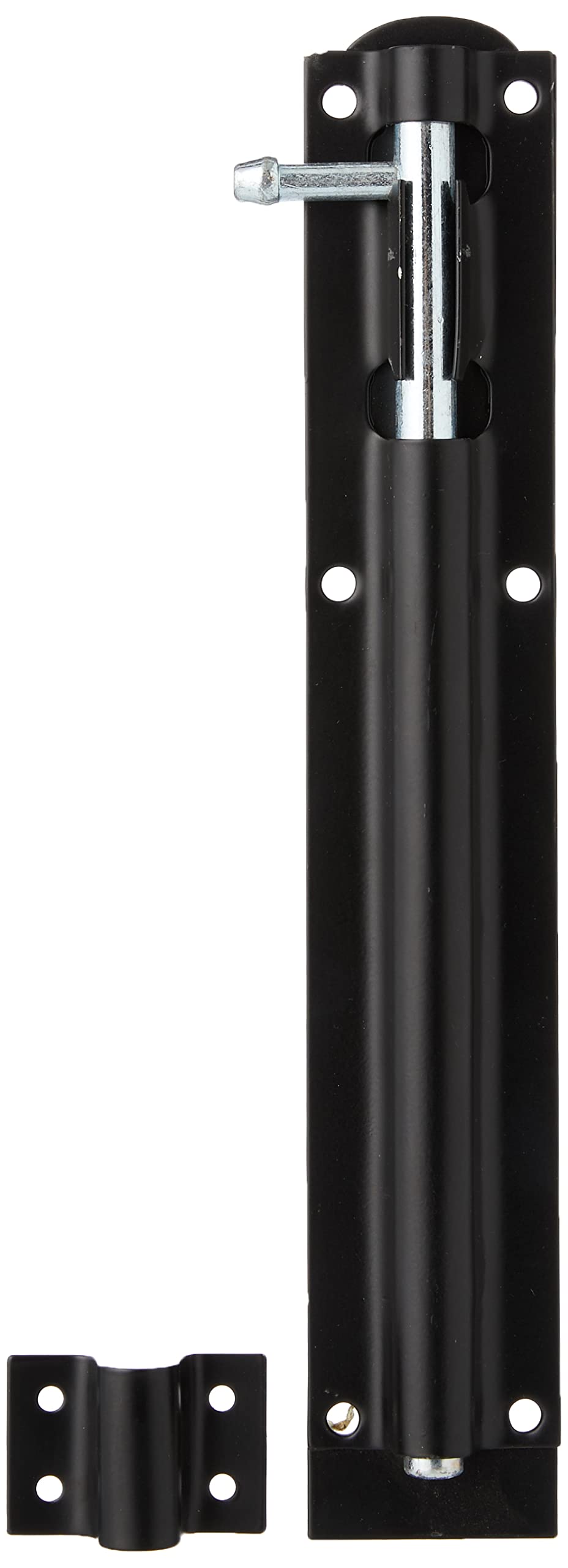 TIMCO Straight Tower Bolt - Black - 10" - Fixings Included