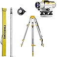 Firecore Self Leveling Optical Level Kit with 32x Magnification Lens, Tripod and Grade Rod