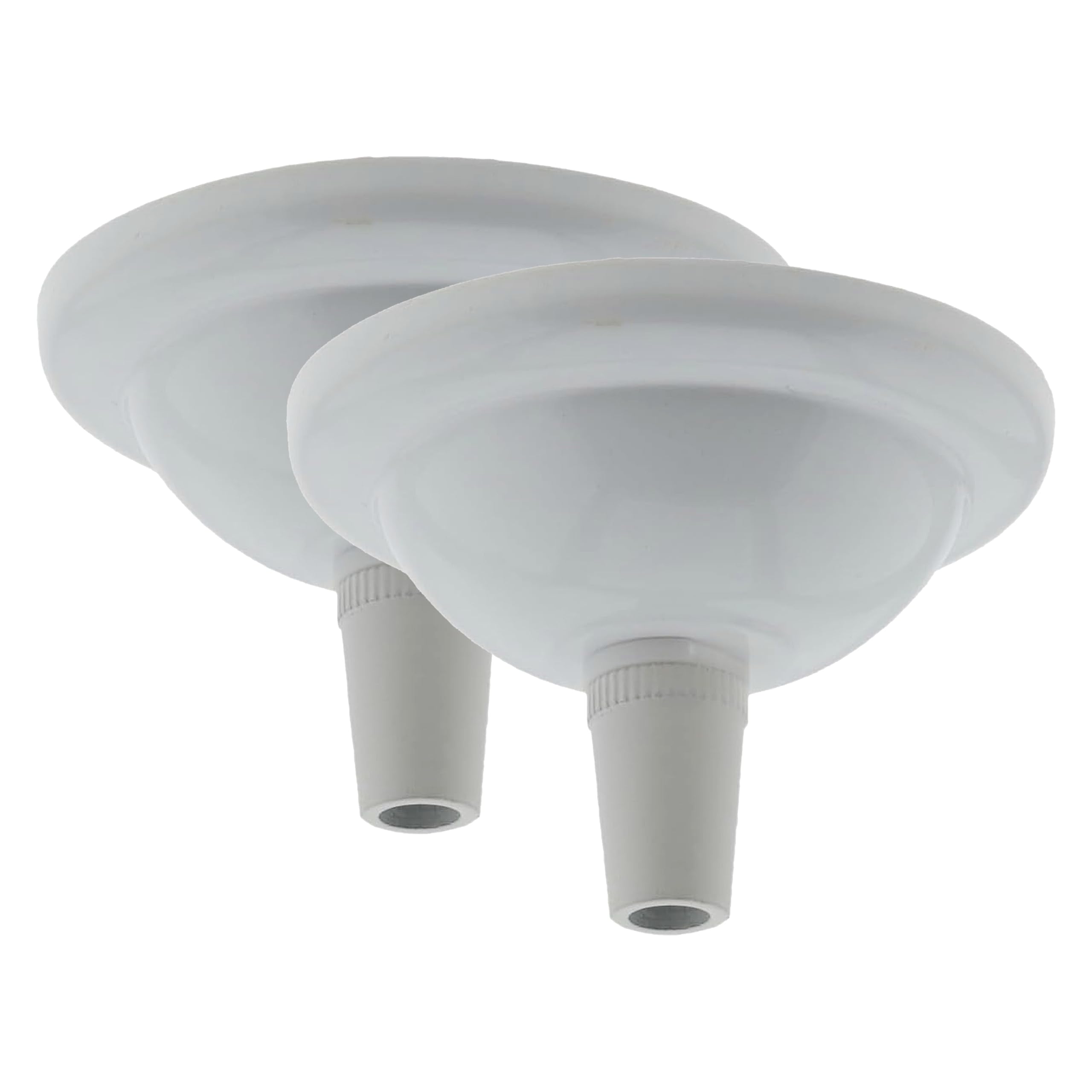 2 Pack Art Deco 67mm Diameter Small Metal Ceiling Rose and Colour Matched Metal Grip in Gloss White Finish