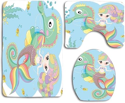N A Nette Meerjungfrau Mit Seepferdchen 3pcs Flanell Rutschfester