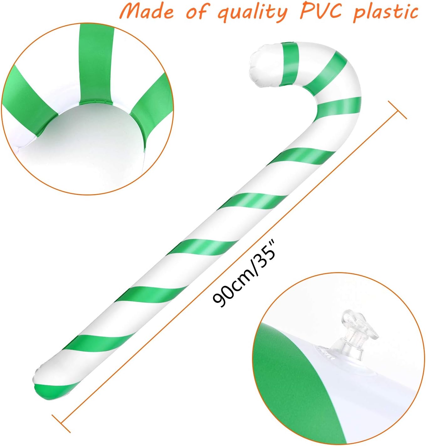 ASTARON 8 Pack 35" Inflatable Christmas Candy Canes for Party Decorations Jumbo Candy Canes for Outdoor Holiday Decorations Christmas Party Supplies - Image 3