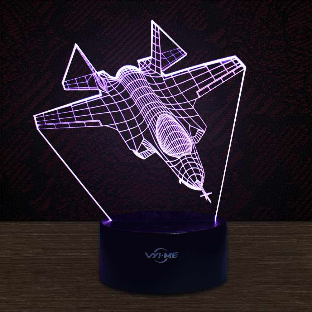 LED Visual 3D Lamp, Aircraft Illusion Night Light for Nursery Bedroom Desk Table Decoration, Creative Festival Birthday Day Children Gift (Aircraft 3)