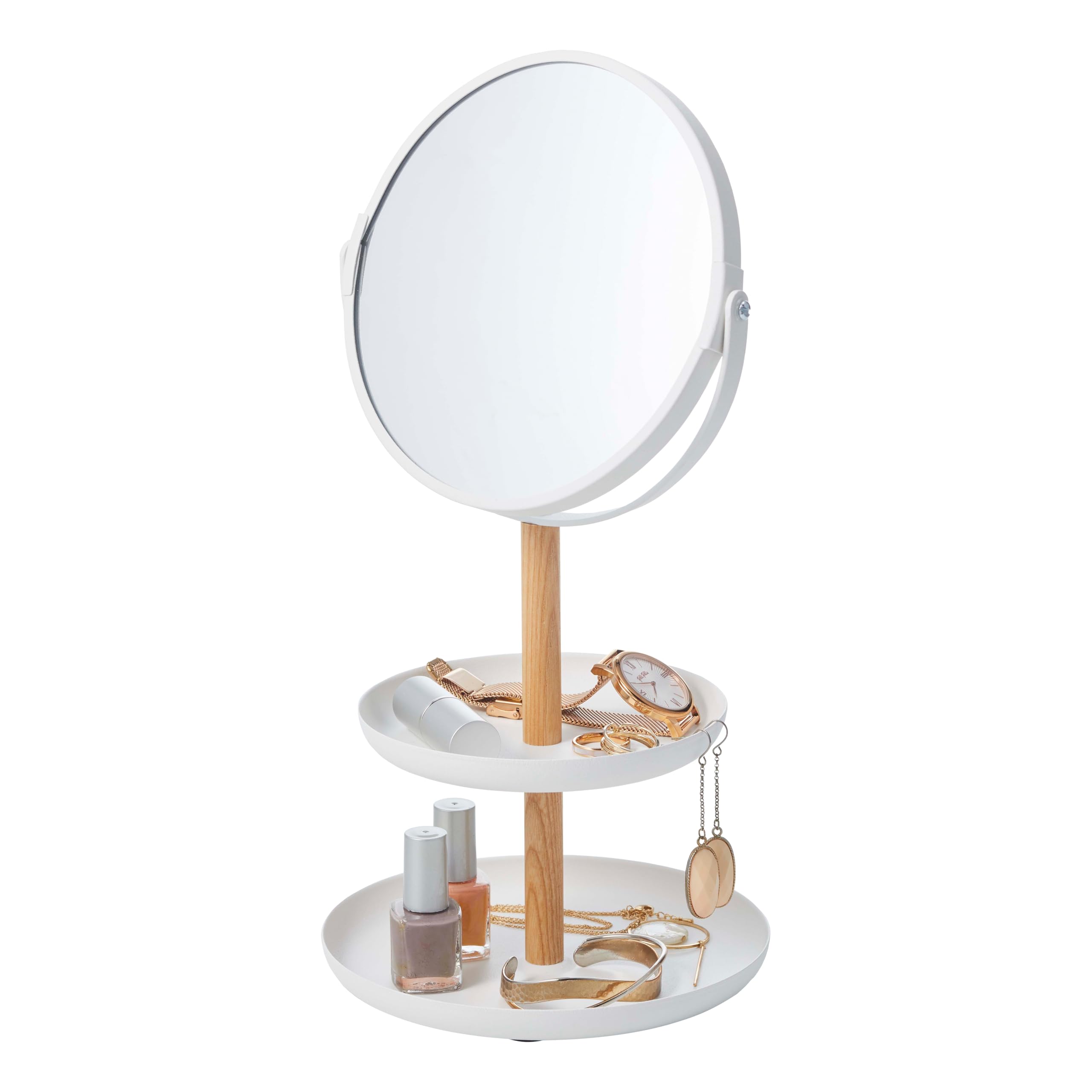 Yamazaki TOSCA MAKEUP MIRROR WITH ACCESSORY TRAY WH,White