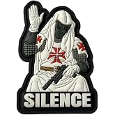 Invictus Templar Knight Silence Heretic Cross PVC Tactical Patch &ndash; Hook Backed and Loop Morale Patch for Plate Carriers, Backpacks, Hats and Tactical Gear- Slap &amp; Go - Black, White &amp; Red