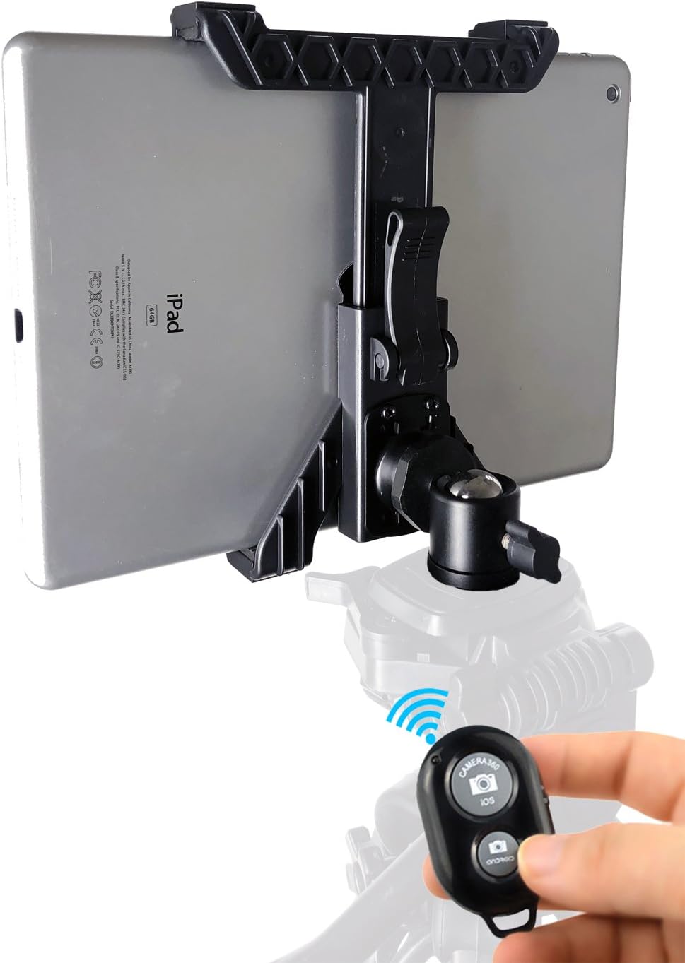 iShot Pro TabMount 360, iPad Tripod Mount, Universal Tablet Tripod Mount with 360° Locking Ball Head & Wireless Remote Shutter - Compatible with iPad & 7-10.5" Tablets Bluetooth