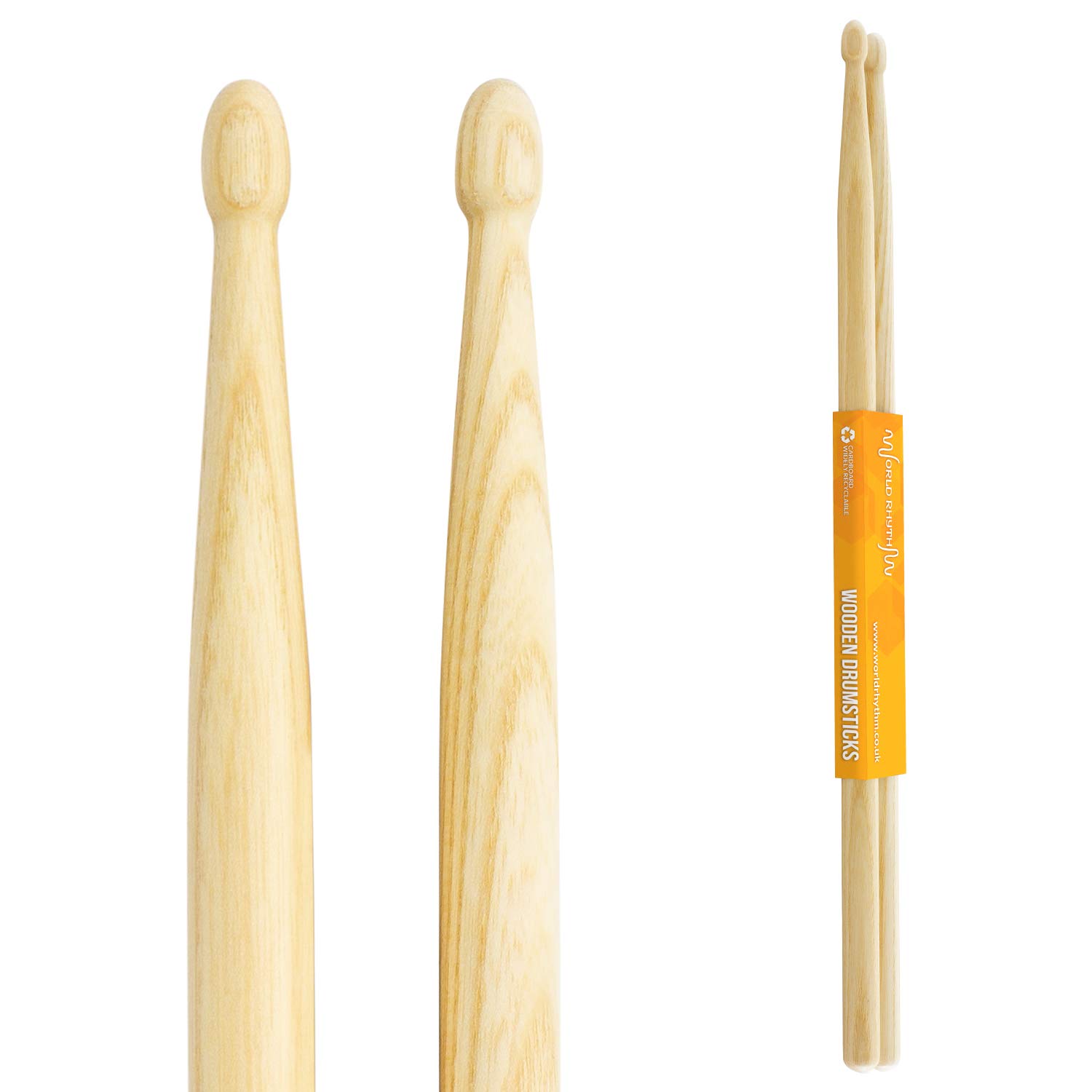 World Rhythm Drumsticks 5A by World Rhythm - Wood Tip Pair of 5A Hickory Drum Sticks