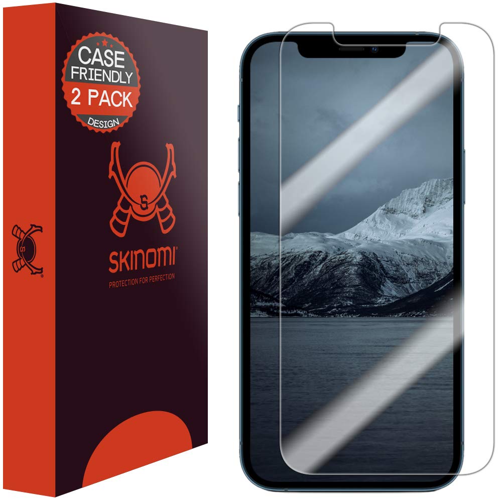 Skinomi Screen Protector Compatible with Apple iPhone 12 Pro Max (6.7 inch)(2-Pack)(Case Compatible) Clear TechSkin TPU Anti-Bubble HD Film