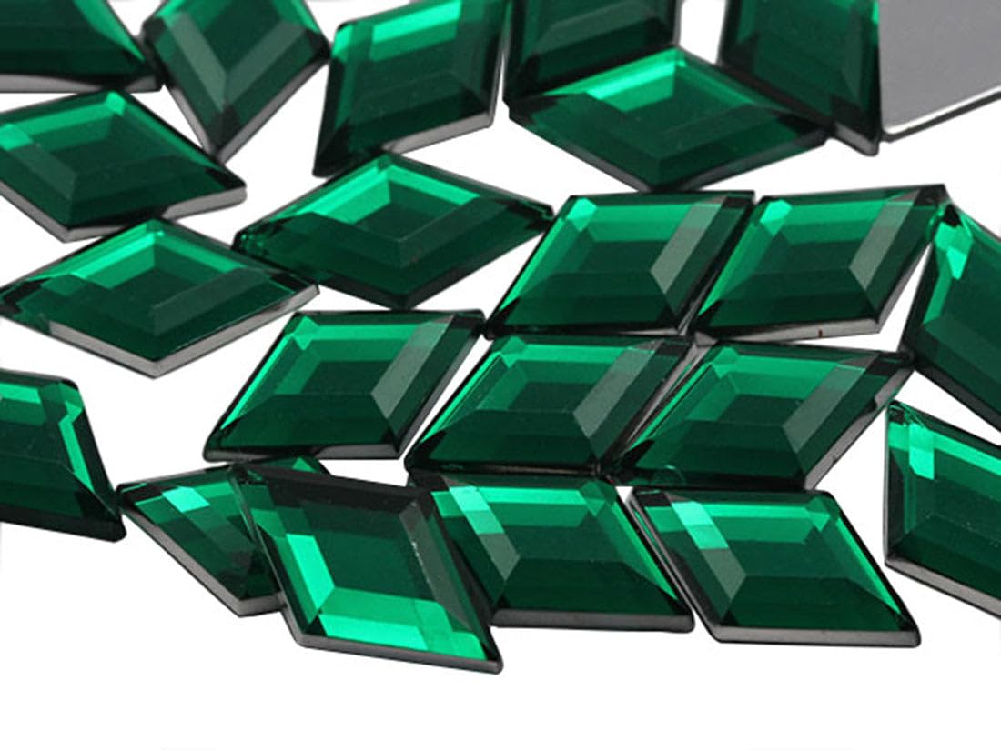 11x18mm Flat Back Diamond Acrylic Rhinestones Plastic Gems for Jewelry Making Costume Jewels Cosplay Embelishments - 35 Pieces (Green Emerald h106)