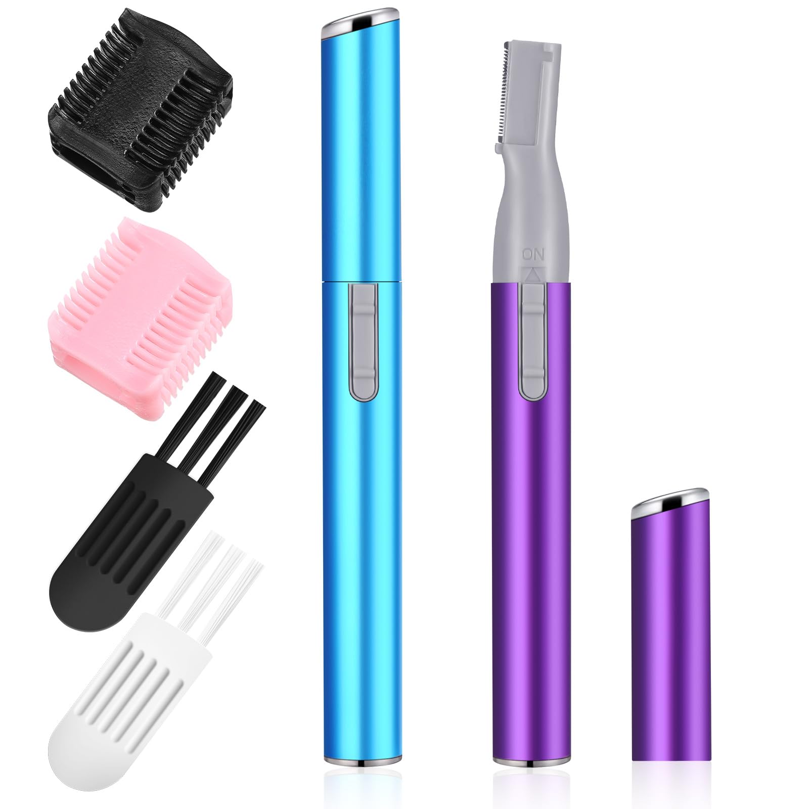Photo 1 of Chumia 2 Pcs Electric Eyebrow Trimmer Women Precision Face Razors Mini Shaver with Comb Christmas Women Gift Battery Operated Personal Epilator for Face Neck Fuzz Lips Leg(Sky Blue, Purple)