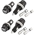 uxcell a15071500ux0372 Screw Cap Panel Mounted Fuse Holder Socket w Fuses 5x20mm 4pcs (Pack of 4)