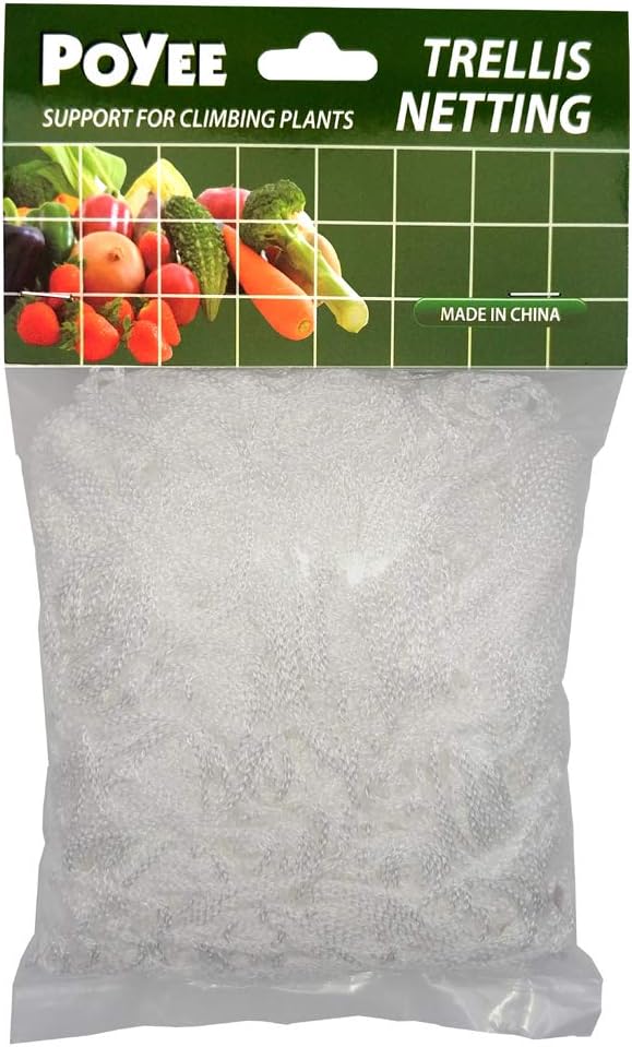 Poyee Garden Trellis Netting - Heavy Duty Polyester Net - 5x15Ft - Support for Climbing Vining Plants