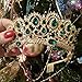 Baroque Royal Queen Gold Wedding Crown Crystal Princess Tiara Headbands for Women Bridal Party Birthday Headpieces (Green)