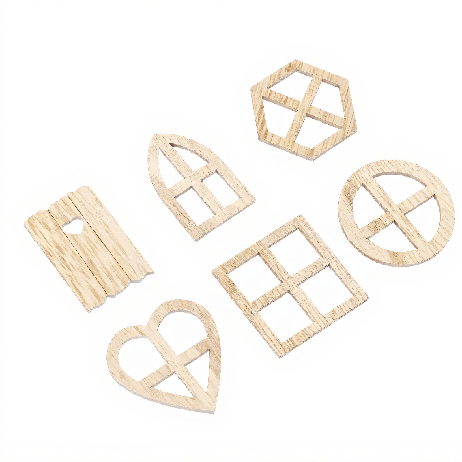 Wooden Window Cutouts for DIY Crafts, Home Decor - Explore Endless Possibilities with 100pcs Unfinished Wood, Ideal for Kids and Adults