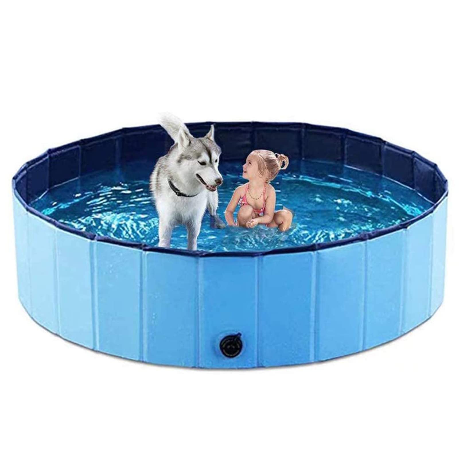 Paddling Pool for Pets and Kids,(M: 80 x 20 cm) Foldable Dog Swimming Pool PVC Non-Slip Bathing Tub Sturdy Children Pet Dog Paddling Bathing Pool for Garden Patio Bathroom