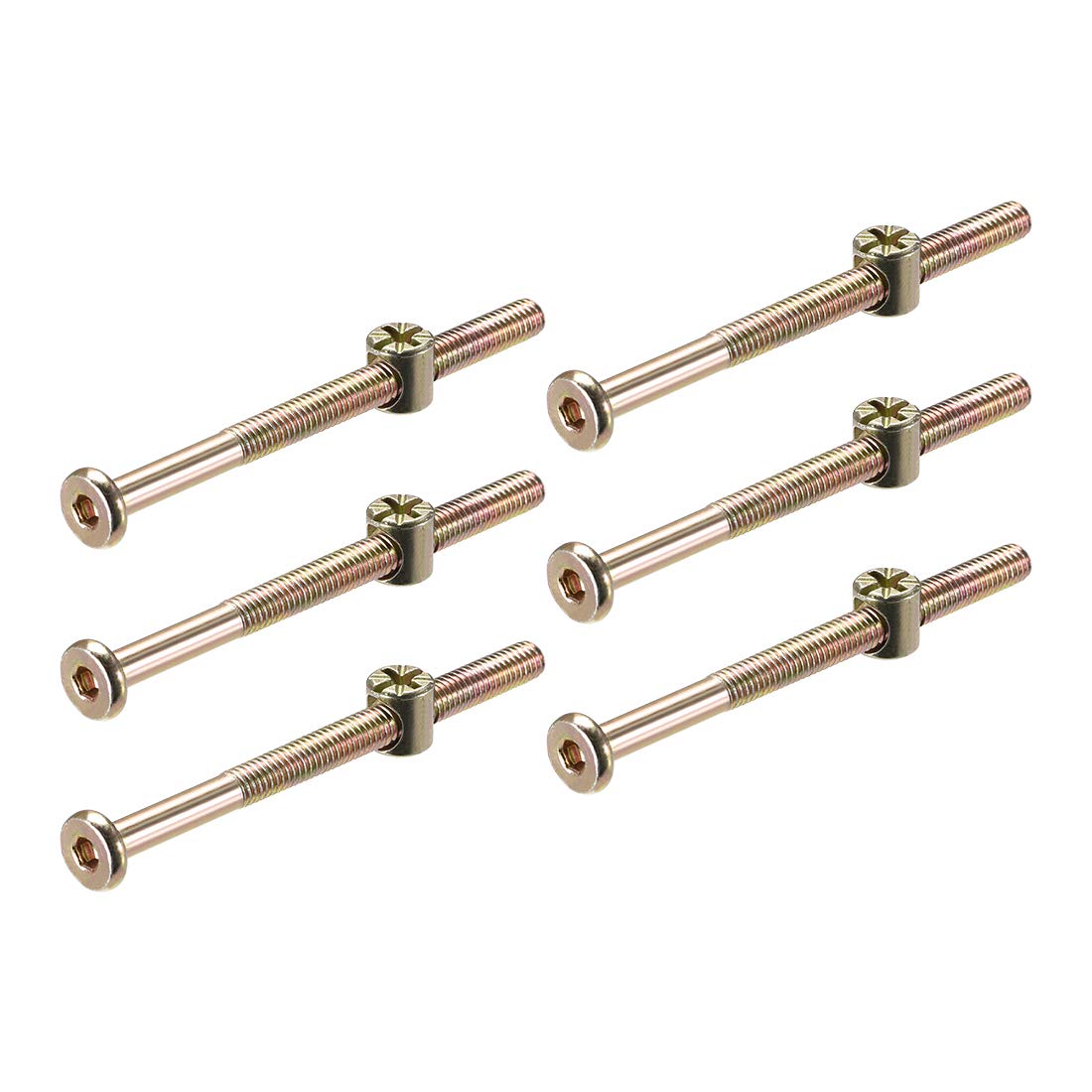 sourcing map M6 x 70mm Furniture Bolts Nut Set Hex Socket Screw with Barrel Nuts Phillips-Slotted Zinc Plated 6 Sets