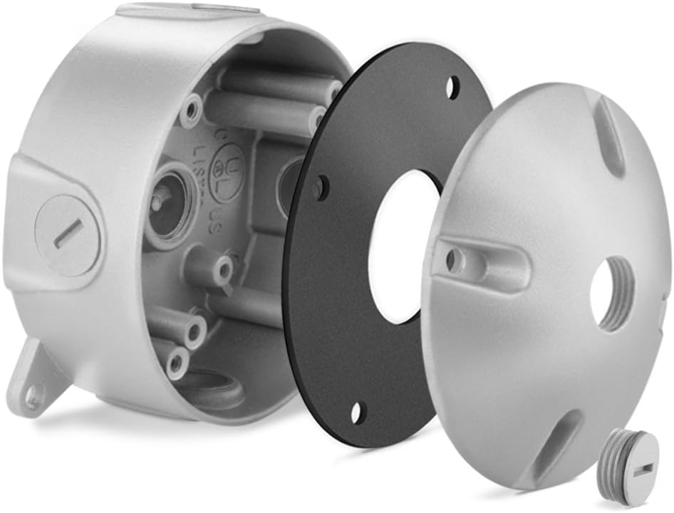 Sunix Weatherproof Electrical Outlet Box with Round Cover, 3/4Inch Hole Size, Aluminum, Gray