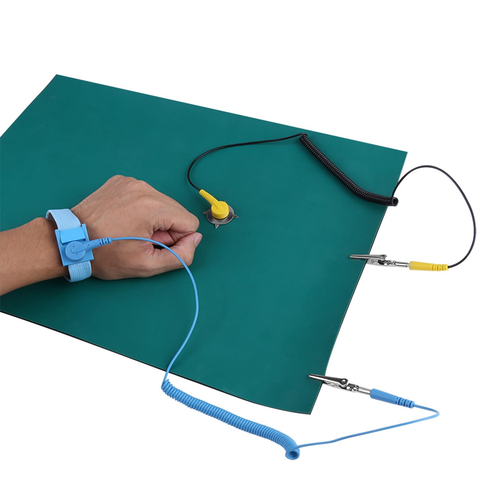Anti-static Grounding Device, Electrostatic Discharge Protection Tool Set, PVC Wrist Strap + Ground Wire with Claw Buckle + 30 * 40cm Table Pad
