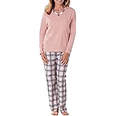 Cinema Etoile womens Long Sleeve Knit Top and Flannel Pant