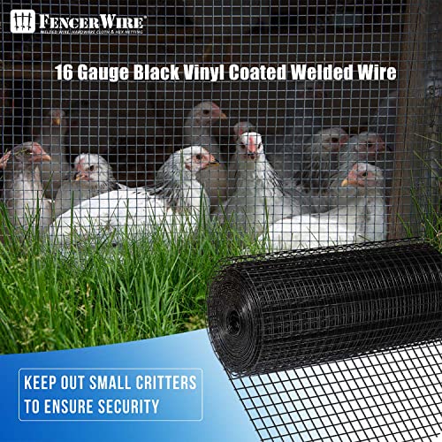 Fencer Wire 16 Gauge Black Vinyl Coated Welded Wire Mesh Size 1 inch by