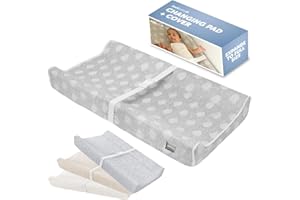 Jool Baby Soft Changing Pad + Washable Cover, Non-Slip - Fits Standard Changing Tables & Dressers (Gray)