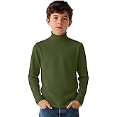 LessonZoo Boy's Long Sleeve Turtleneck Shirt Solid Color Mock Neck Top Soft Stretch Base Layer Tee Warm Casual Basic T-Shirt