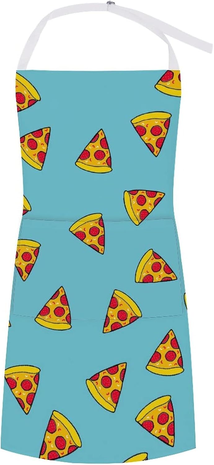 Adjustable Bib Apron,Pizza Slice with Tomatoes And Salami