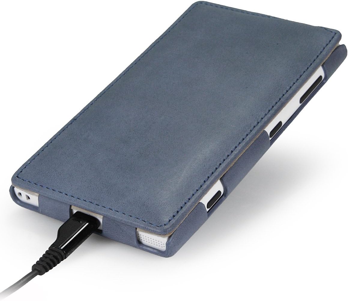 StilGut UltraSlim Genuine Leather Case for Nokia Lumia 1020, Old Style Ocean Blue - Image 4